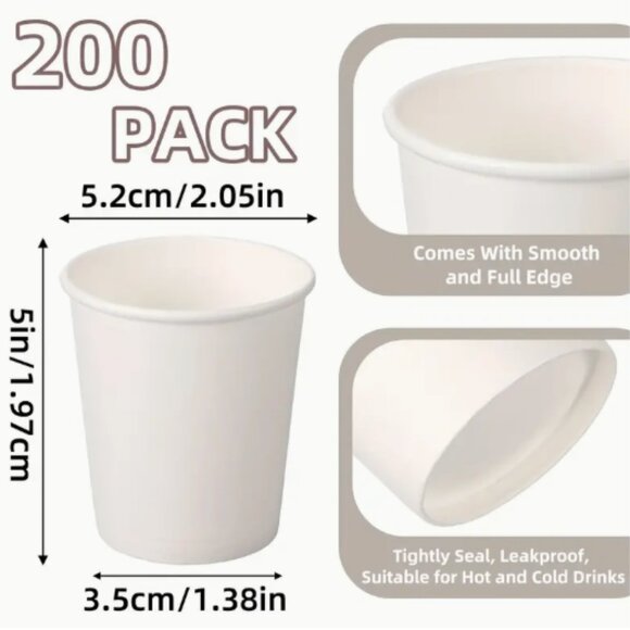 H367-NIB 200 Pack Disposable Paper Cups 3 Oz - Picture 2 of 3